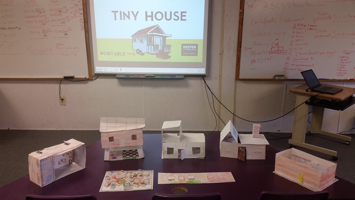 Build a Tiny House, Some of the many designs by 6th, 7th and 8th Graders. Great Job !!!! More to Come