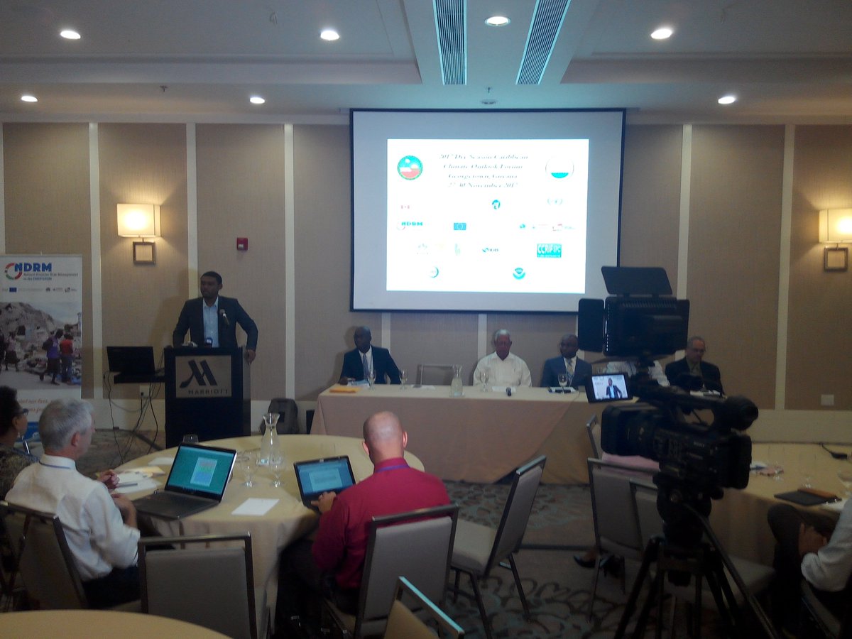 EanWallace's tweet photo. Seasonal forecasters across Caribbean get together to share their upcoming climate outlook for early 2018 #CariCOF #Guyana .| @cnewslive https://t.co/M0hLNCKo1h