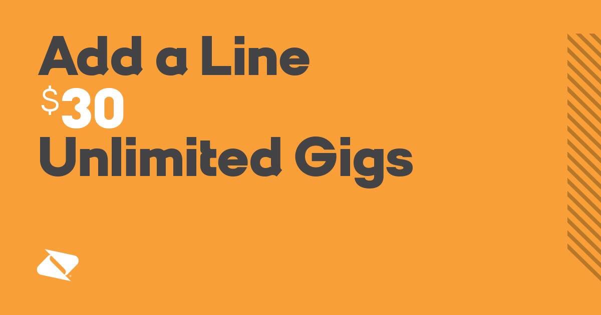 UpstateCellular's tweet image. Get Unlimited Gigs for $30 when you add a line. See in-store for details.