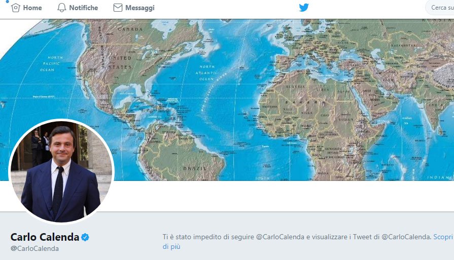 Davvero peccato bannare l'account di <a href="/luciano_manna/">Luciano Manna</a> che ha solo taggato il ministro <a href="/CarloCalenda/">Carlo Calenda</a> nel tweet con il suo articolo lagazzettameridionale.com/2017/11/tarant… una occasione di confronto persa in difesa di una democrazia che non c'è più con un PDCM che viola la legge italiana ed europea