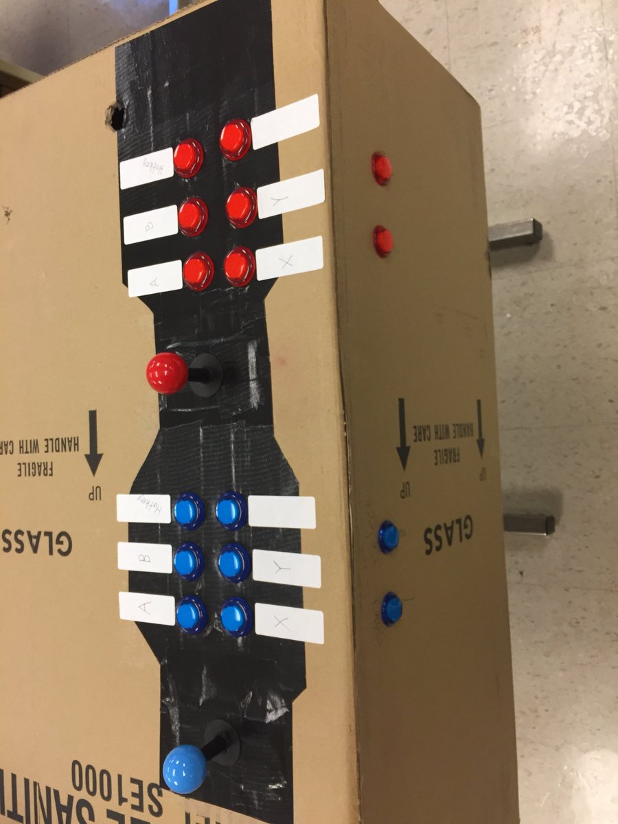 Mr_Hilbert's tweet photo. Next phase of #RHSEngineering arcade project is to move from the cardboard box to an enclosed case. The challenge is to make all the stuff fit and be functional without cracking the screen. #WeRcareers @LearnatRHS @wearrrichmond https://t.co/h4Htxjic56