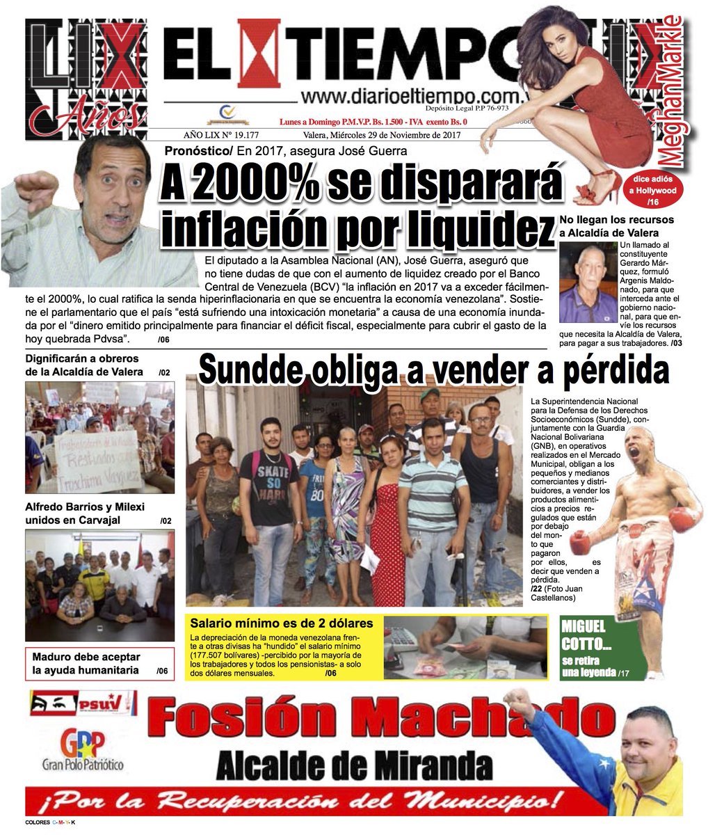 vieneimpreso's tweet photo. Portada de este miércoles #29N de El Tiempo de Valera https://t.co/F8NXWshuOv