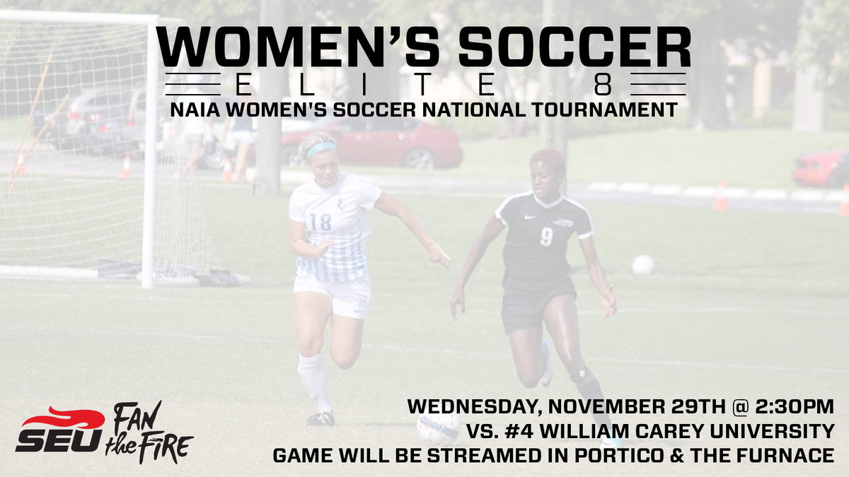 FireAthletics's tweet photo. Big day for @SEUFireWSoccer! National quarterfinal match against William Carey starts at 2:30 p.m. Eastern. Join us @porticocoffee or The Furnace Cafe! #FanTheFire https://t.co/GJfvE7dGmv