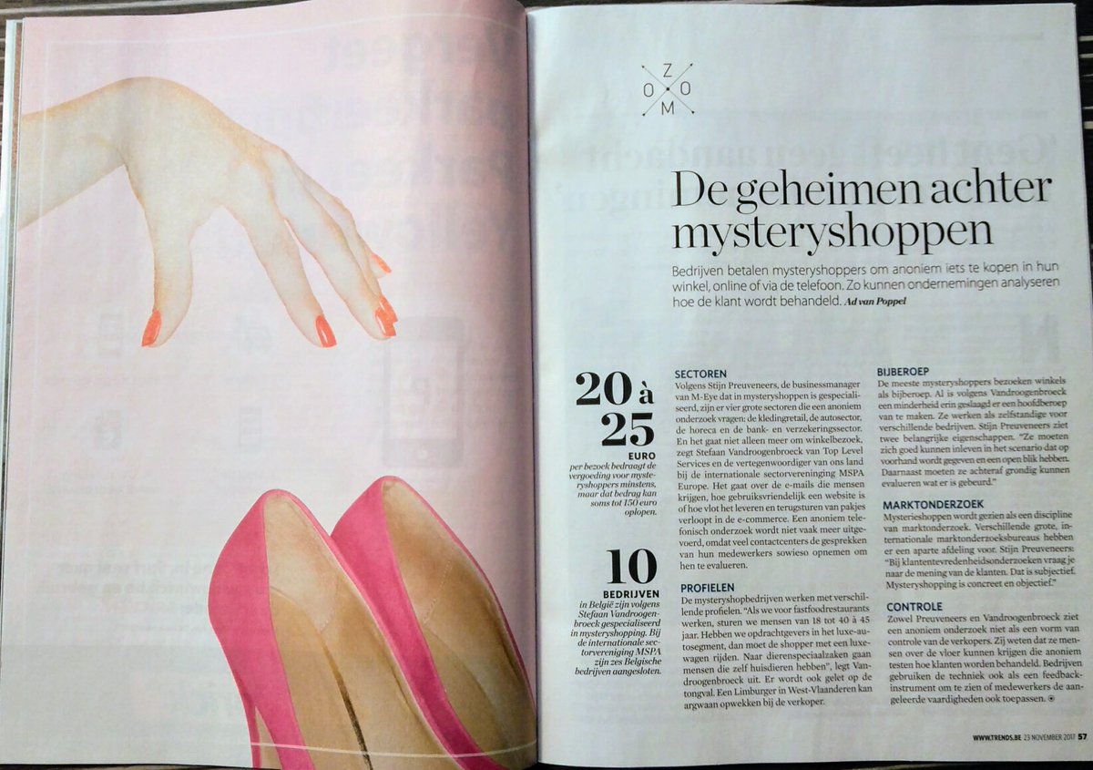 MEyeExperience's tweet photo. Het meest recente @trends_be al gelezen? Interessant artikel van onze business manager @StijnPreuv om de geheimen rond Mystery Shopping wat uit de doeken te doen! https://t.co/tNmHBa0rI7