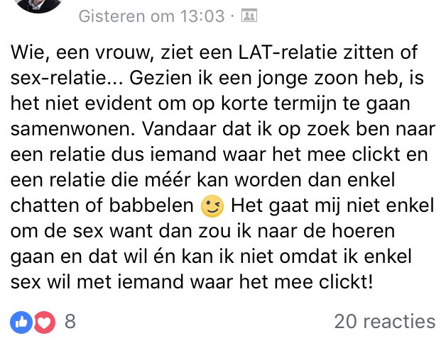 lenigeliefde's tweet photo. Zijn er evenveel vrouwen als mannen op zoek naar een seksrelatie? En als je op zoek bent, zou je het onmiddellijk duidelijk stellen of toch eerder een beetje verbloemen? https://t.co/gECGmDsUdE