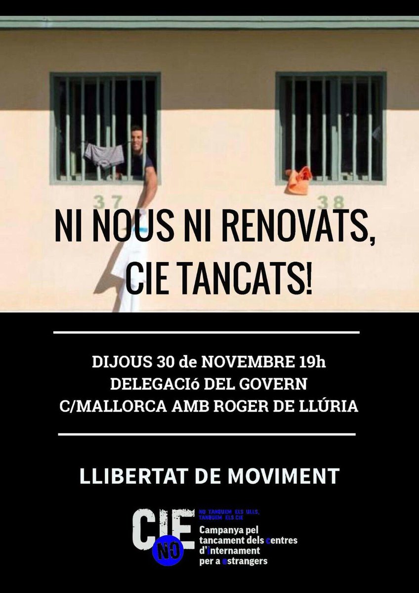 TanquemElsCIE's tweet photo. Les promeses del ministre de l'Interior tracten d'amagar l'actual regressió de drets en els CIE
Us ho expliquem en un comunicat conjunt de la Campanya Estatal pel Tancament dles CIE i el fi de les deportacions #CIEsNO #NiCárcelNiCIE #StopDeportacions
https://t.co/U9ZvFyRNjY https://t.co/SeYG4TTYdC
