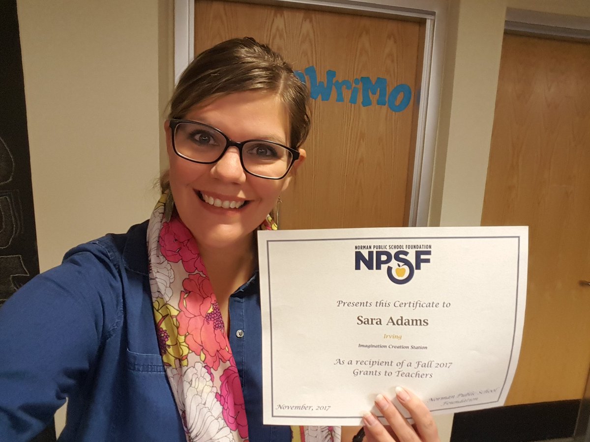sarachrisadams's tweet photo. I was awarded the grant that I wrote for 3D pens for our Makerspace!!! Thank you Norman Public Schools Foundation! @NormanSchools @IrvingMSCougars https://t.co/GTL3gMTyz2