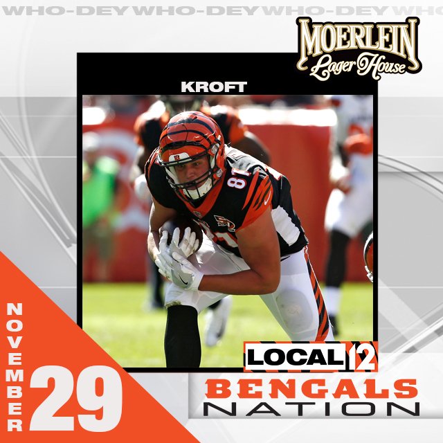 Come on out to <a href="/MoerleinLH/">Moerlein Lager House</a> at 6 tonight for the live taping of Bengals Nation.  Tonight's guest is <a href="/Kroft86/">Tyler Kroft</a>.  We will see you there!