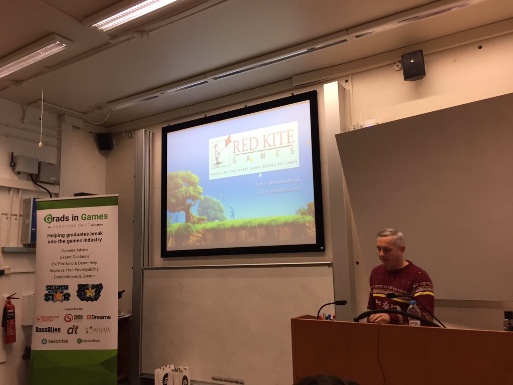 Sharan_Bassi's tweet image. Our last #GITG17 talk for this year at @UniversityLeeds and we&apos;re happy to be ending it with @SimonIwaniszak MD of @RedKiteGames 😃