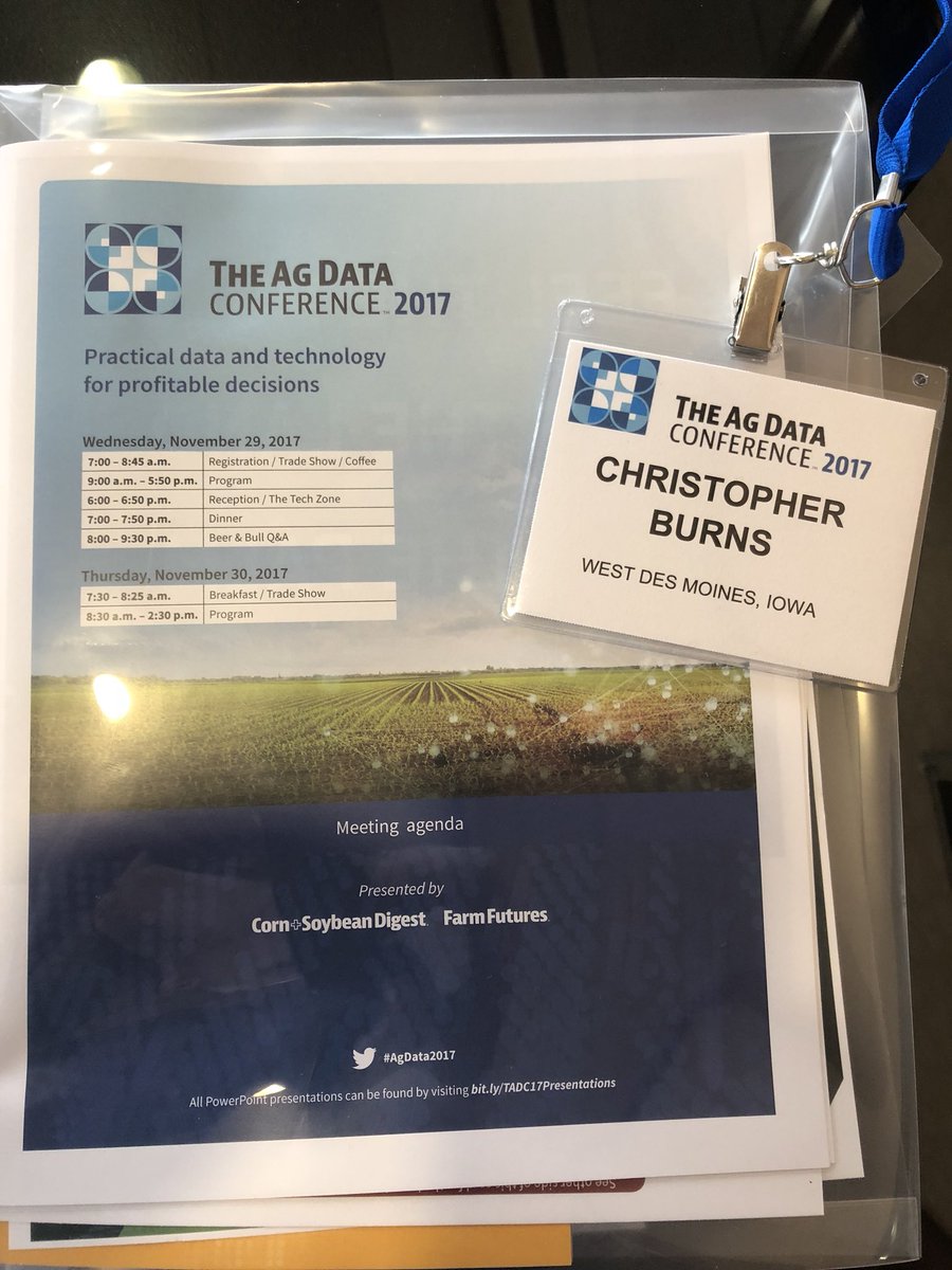 ChrisABurns's tweet photo. Exciteded to be attending #AgData2017 ! @shiftdsm https://t.co/lXHymVcg3e