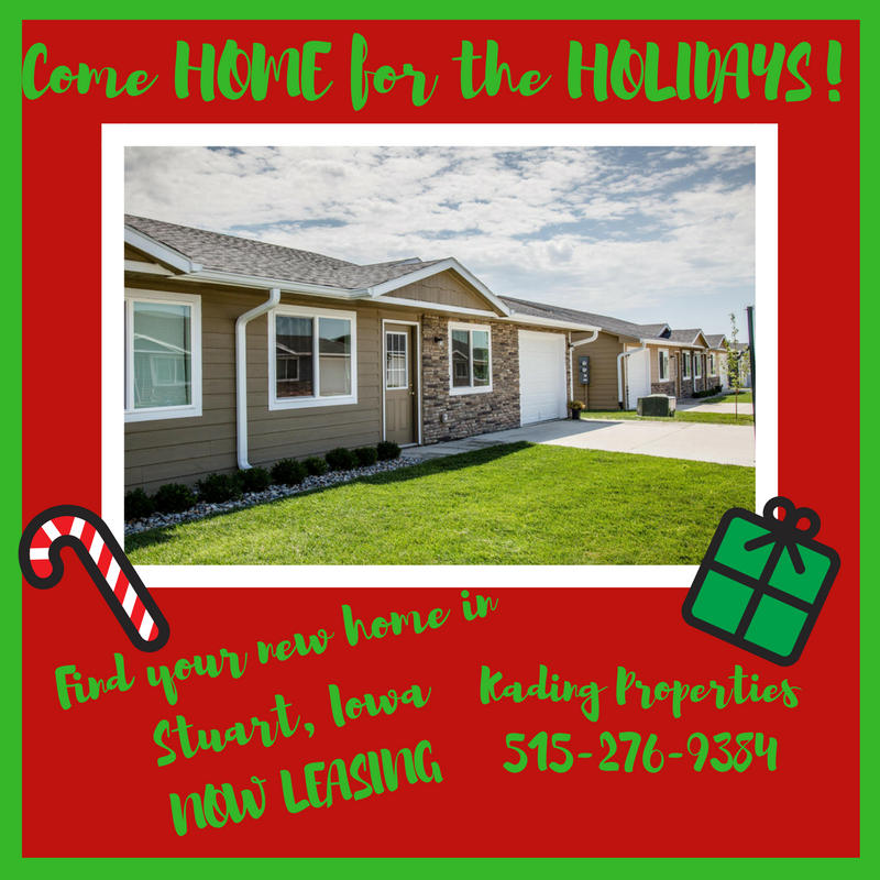 KadingProp's tweet photo. Have you seen our Stuart properties?! Don't miss out! Give yourself the gift of HOME this Holiday Season! #forrent #iowarentals #rentalproperty #kadingproperties #welcomehome #brandnew #stuartiowa #iowa #stuart #nowleasing https://t.co/nvlZHtAWjK