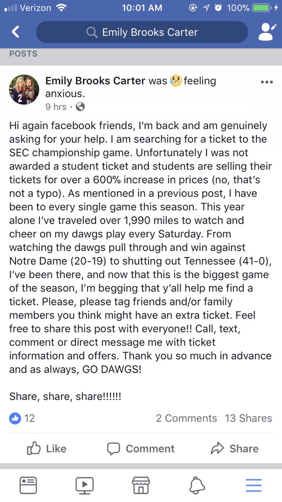 EmilyCarter24's tweet photo. @UGAfootballLive @TicketCity Please, please, please!!!! Help a UGA student out. I would be beyond grateful!!! https://t.co/F2ZLmsXxBG