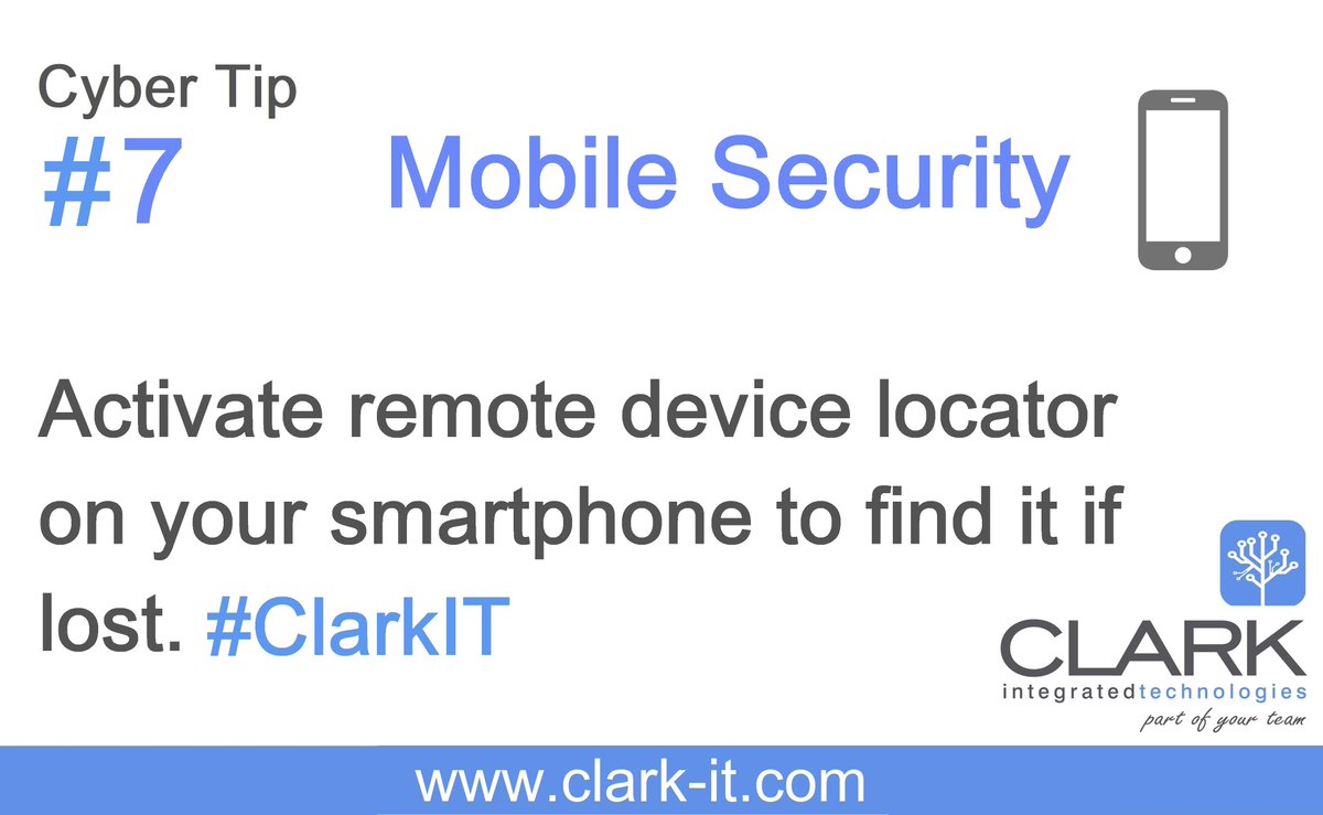 ClarkIntegTech's tweet photo. Smartphones are becoming more and more prominent in business.  Security for them is just as important as a computer. #ClarkIT https://t.co/Y9W8TovrXA