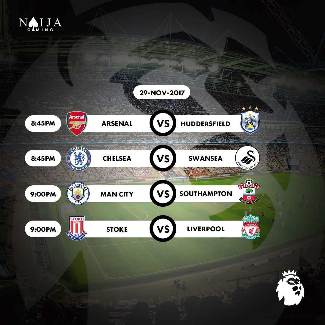 Naija_Gaming's tweet photo. ️⚽️ Today's Big EPL Games ️⚽️

Place your bets on https://t.co/md6dls5bXB

#CHESWA  #AFCHTFC #cityvsaints  #LFCSCFC https://t.co/xzNYzzpKAZ