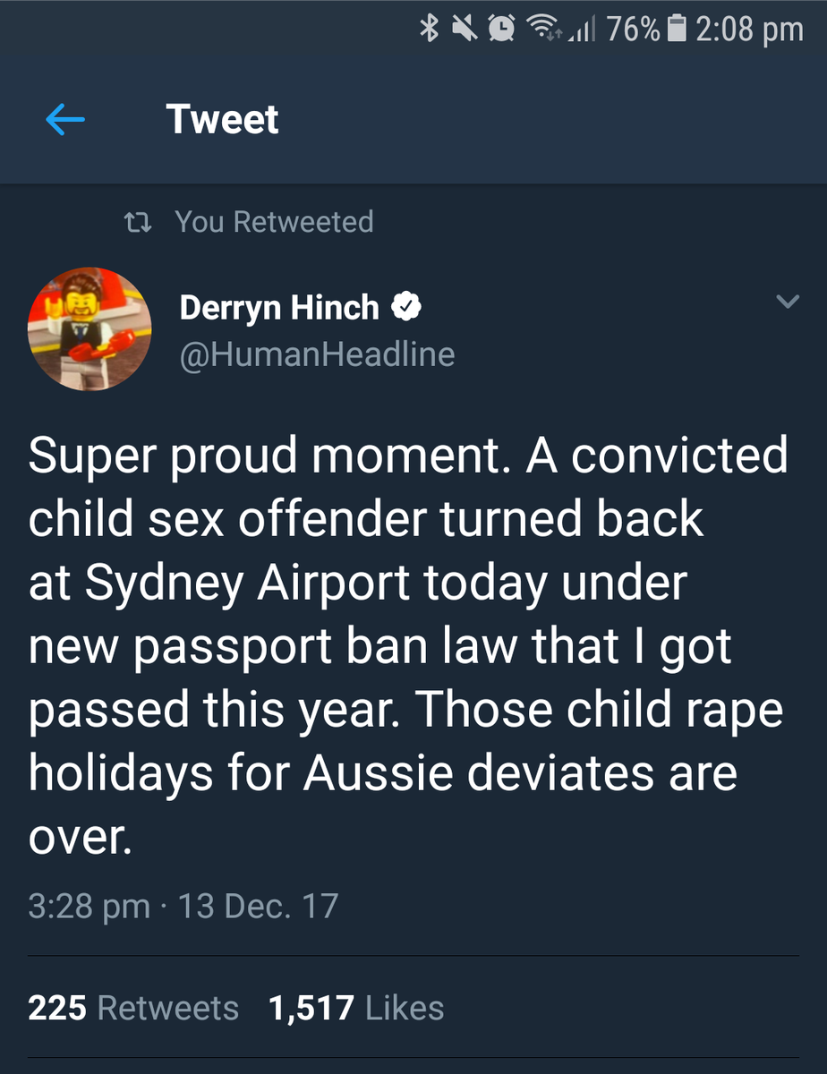 CoreydownUnder's tweet photo. @Corey_Feldman @heatherdawnmay @kimst2 Here's a concept vote for a politician! Platform; hardline on Child sex offenders he  introduced  law preventing convicted scum travelling to Asia for 'Tourism sex' with minors by turning them back at the Airport Go 🇦🇺 Your move 🇺🇸 https://t.co/iWYwqU5ltp