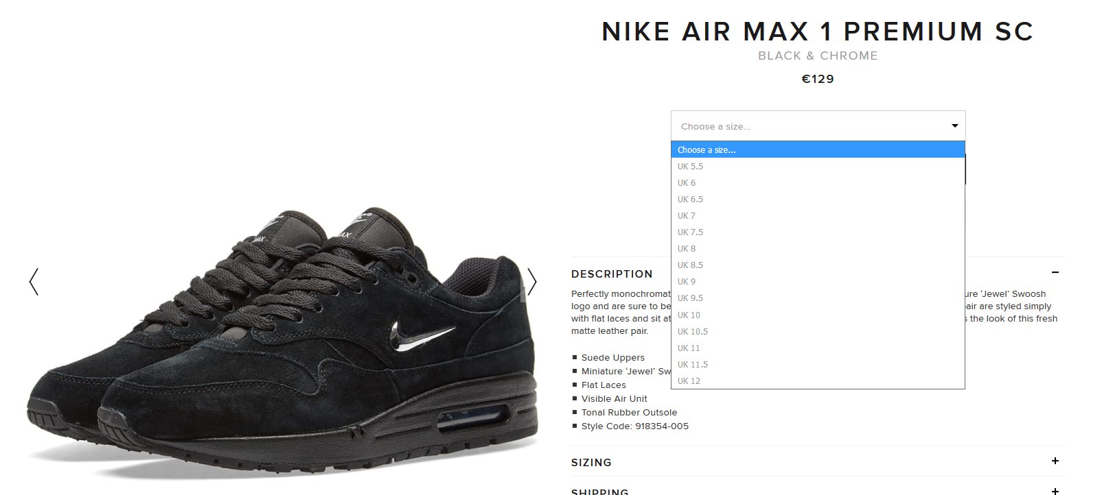 Air max 1 premium sc black store chrome black