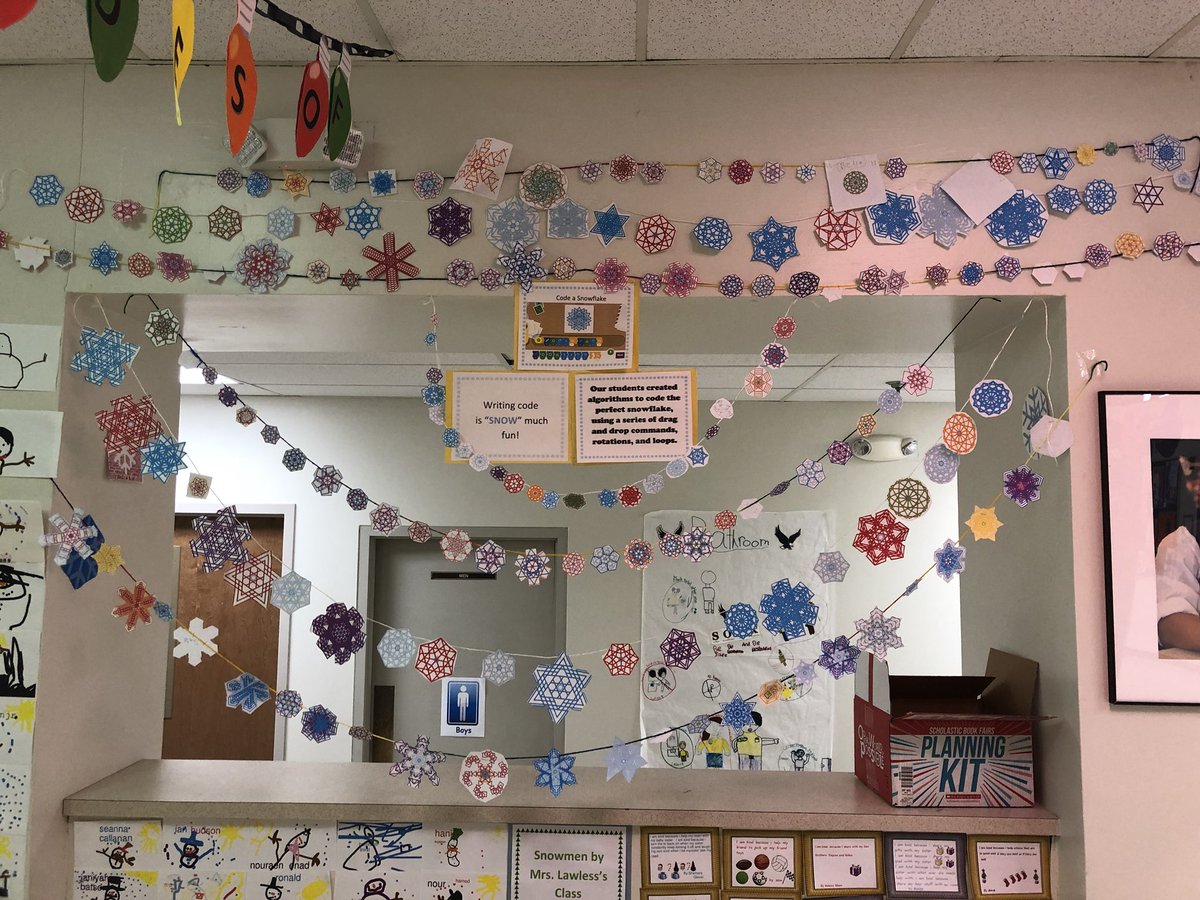 DComasBaez's tweet image. We “teched” the halls and won the hall decorating contest #codeasnowflake #wordart #edtech
