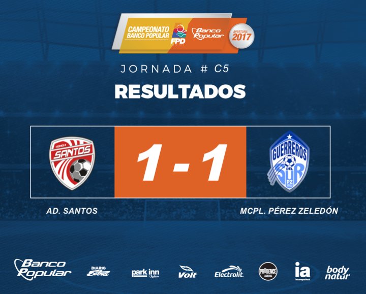 UnafutOficial's tweet photo. Resultado final 
@ADSantos61 vs @MUNICIPALPZ 
Estadio Ebal Rodríguez Aguilar
Jornada 5 Campeonato Banco Popular Apertura 2017
#LigaFPD #Apertura2017 #CuadrangularFPD https://t.co/5KDOnbrx5k