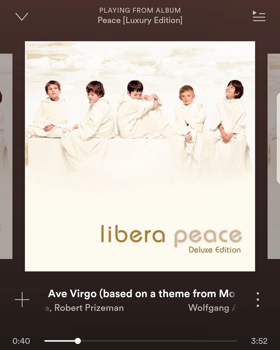 DearLibera's tweet photo. #NowPlaying #Spotify #Libera Ave Virgo 👼♍🌌
#Peace #TomCully

#リベラ ラストトムソロ曲。いつ聴いてもなぜか涙ぐんでしまう。吸引力と浄化力抜群のダイソンヴォイス(違) https://t.co/3WsomL0KMT