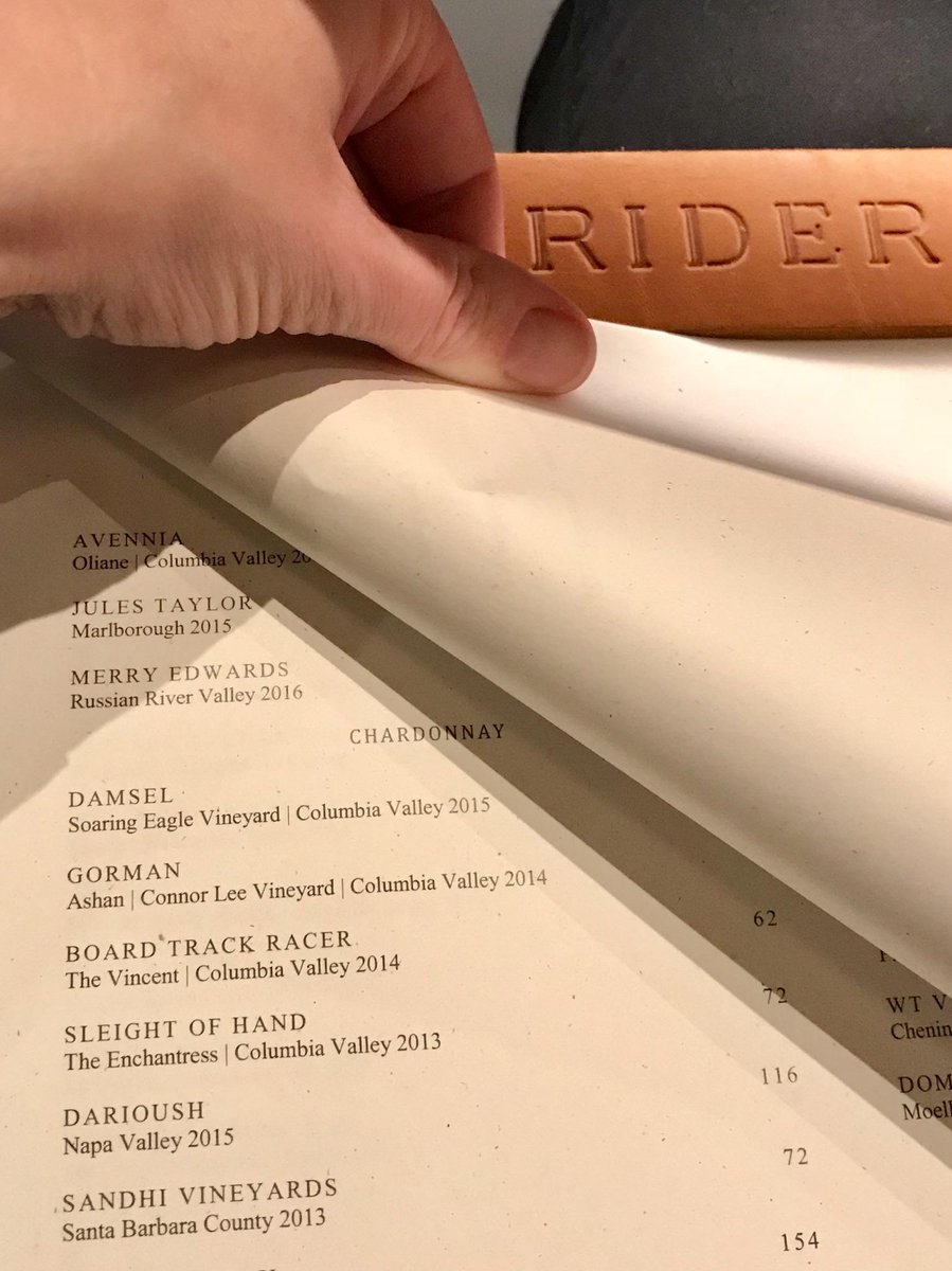 Our #Chardonnay is on the wine list <a href="/riderseattle/">Rider</a>. Get a bottle for the table after all it is #WineWednesday  
Cheers 🍷🍷🍷 #seattle