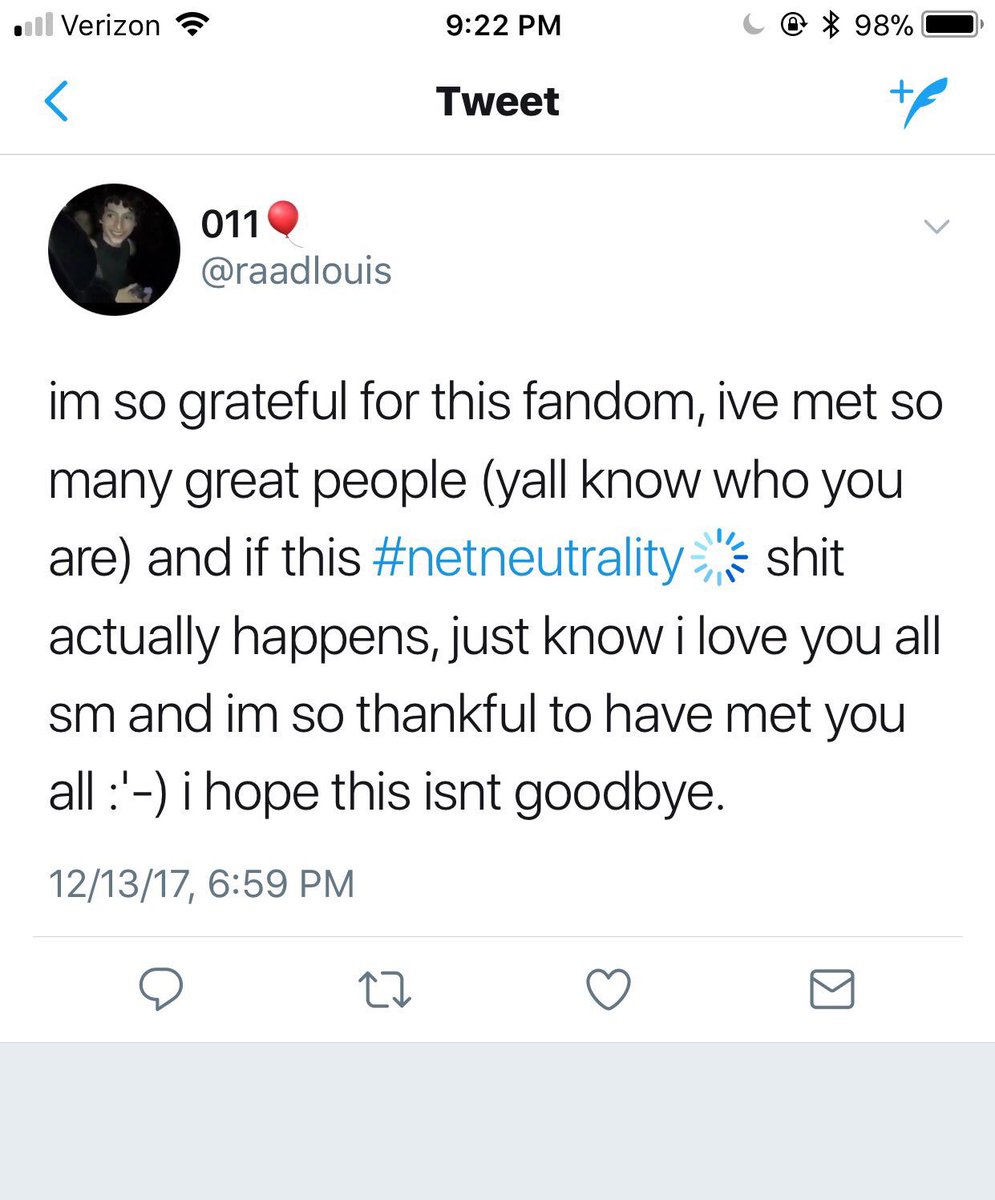 The world has evolved so much in the past decade. We post pictures, talk to family and friends through social media, we MEET NEW people. It’s a way of life for this day in age. It’s pretty sad that people feel this way. 

TEXT ‘RESIST’ to 504-09  #NetNeutrality and save the net.