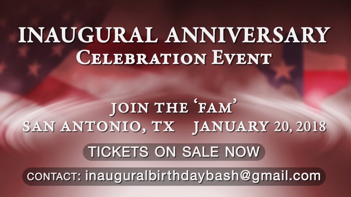 NYStaceyInTX's tweet photo. INAUGURAL ANNIVERSARY CELEBRATION ๐บ๐ธ๐บ๐ธ
#SanAntonio #Texas! ๐ค ๐บ๐ธ๐บ๐ธ
JAN 20, 2018
Entertainment*Dancing*Indulge In Wonderful Texan Fare*Cocktails*Raffles*...& MORE!...In a beautiful Hill Country setting!
TICKETS ON SALE NOW! ๐บ๐ธ๐บ๐ธ
#MAGA #TrumpTrain #Texas https://t.co/rES0eNVqvB