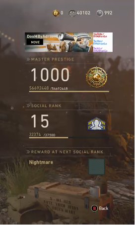 WORLD'S FIRST LEVEL 1,000 in #CODWWII
<a href="/WeAreDooMClan/">DooM Clan</a> <a href="/SHGames/">Sledgehammer Games</a> <a href="/charlieINTEL/">CharlieIntel</a> 
Thanks to <a href="/Viiprz/">Viiprz</a> <a href="/JelTV_/">DooM Jel</a> @DooMSunday @ItsFrenzied <a href="/Menzy_v/">Sam</a>