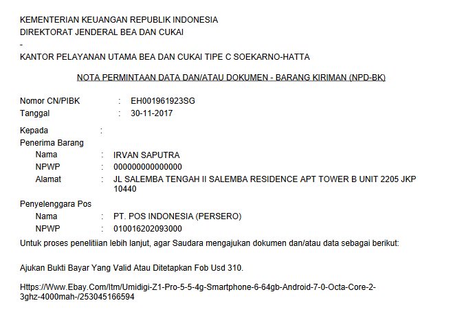 Bea Cukai Soekarno Hatta On Twitter Paket Sdr Terkena Nota Permintaan Data Berupa Bukti Bayar Silahkan Email Dokumen Dimaksud Ke Ems Soetta Posindonesia Co Id Https T Co 5jziembohc