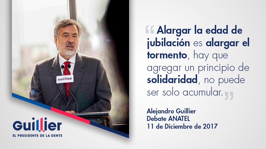 Guillier en #DebateAnatel "Alargar la edad de jubilación es alargar el tormento. Hay que agregar un principio de solidaridad, no puede ser solo acumular" #ConGuillierChileGana