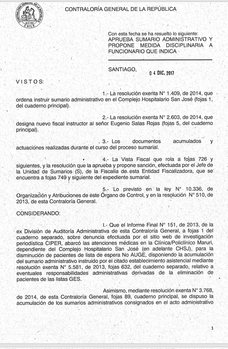 Durante el Gobierno de S. Piñera se borraron 30.000 personas de la lista de espera del Hospital San José por Secretaria!! Esto es absolutamente anti ético. Su ministro celebró el fin de la lista de espera y ahora sabemos cómo lo hizo, la CONTRALORIA lo ratifica