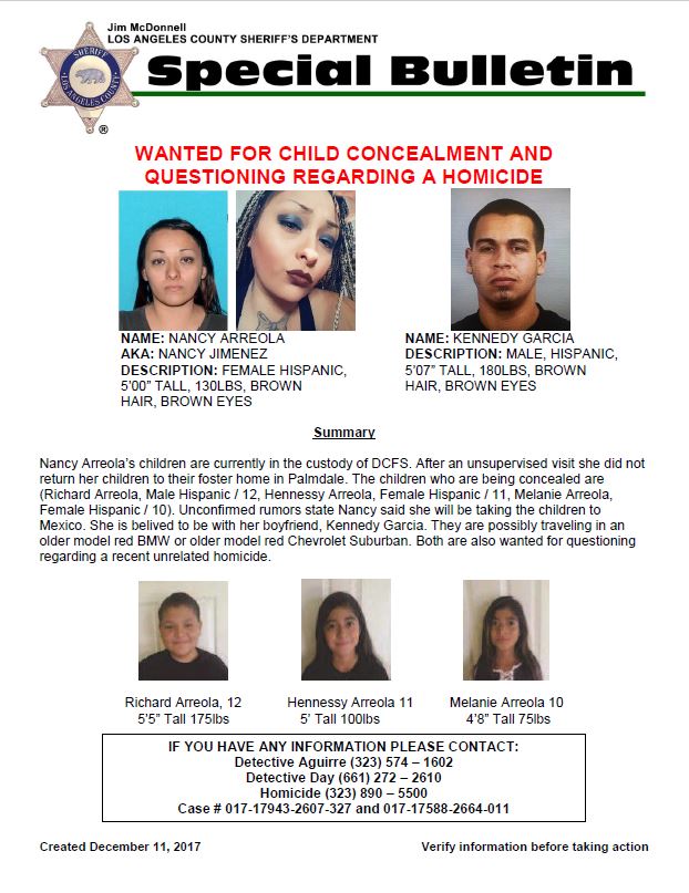 PalmdaleSheriff's tweet image. WANTED FOR CHILD CONCEALMENT AND 
QUESTIONING REGARDING A HOMICIDE #palmdale #lasd #av411