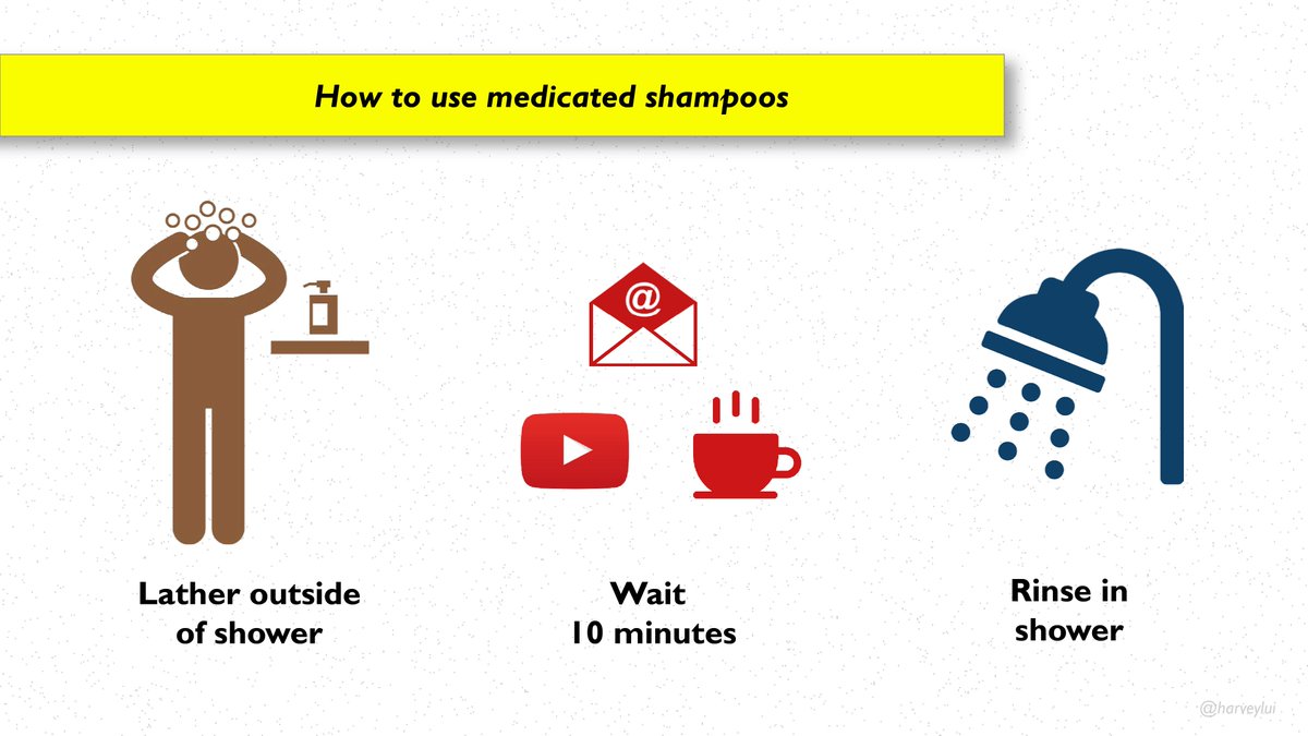 Here's how to get the most out of using medicated shampoos for #psoriasis or seborreheic dermatitis: apply &amp; lather outside of the shower first, and then wait 10 min before rinsing.