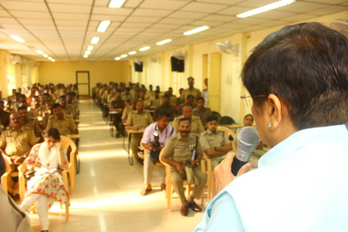 LGov_Puducherry's tweet photo. "The morning 7AM conference is important for sharing information on crime status of past 24 hours and to develop strategy for prevention and detection. It will enable a Beat Officer to have a focus, whether collective or individual"- HLG @thekiranbedi to #BeatOfficers https://t.co/thTScNALHD