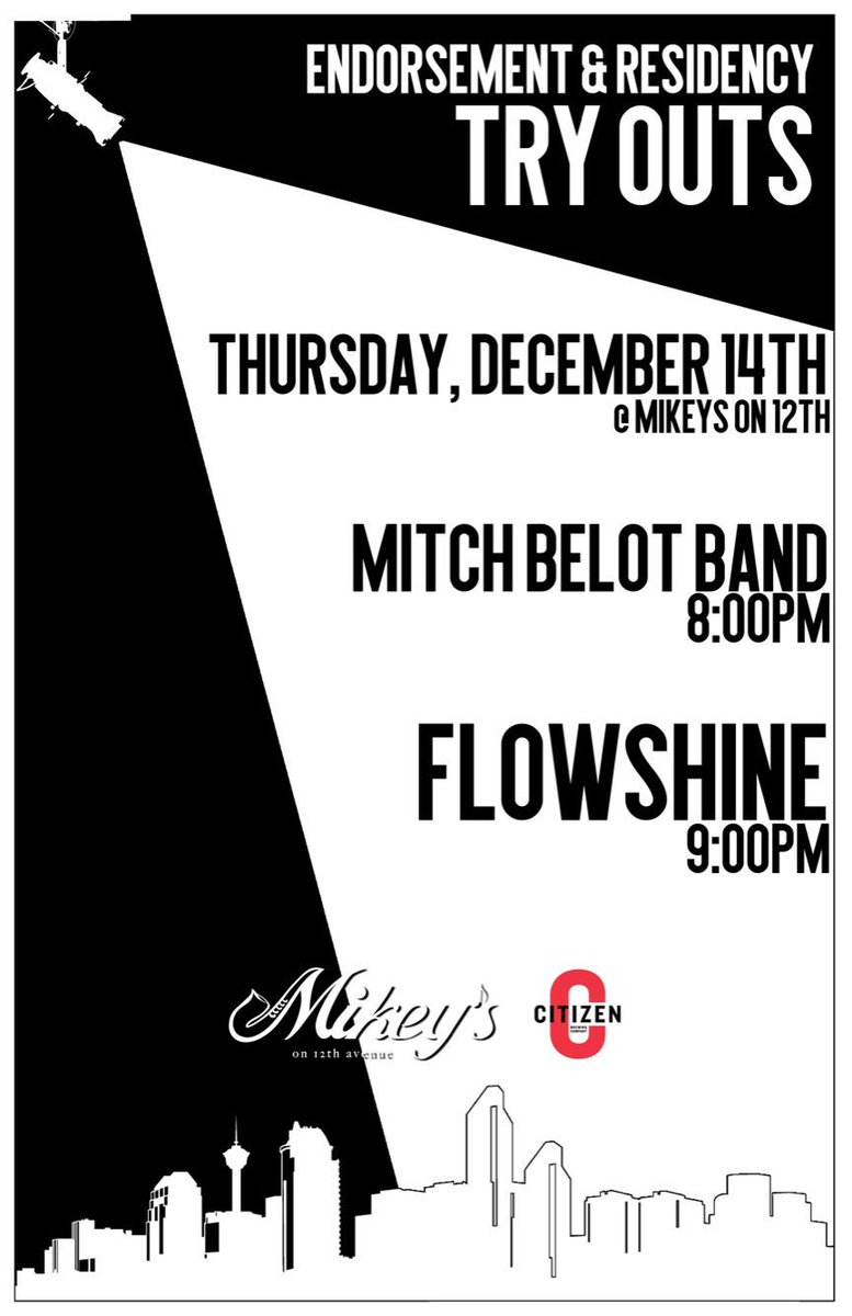 FlowshineMusic's tweet photo. Residency audition #mikeyson12 this Thursday! #yyc #yycmusic #flowshine @MitchBelotBand #citizenbrewing #calgary #iamdowntown @yyclivemusic https://t.co/cKerla0ELE