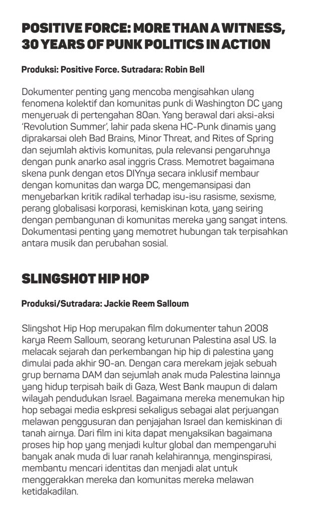 Gigs hiphop sore ini di Dago Elos, sbg bagian dari rangkaian acara Festival Kampung Kota. CD Kompilasi "Pretext for Bumrush" dijual dilokasi. Juga ada pemutaran film2 ini di lapangan bale RW. Hujan? Kita pindah ke dalam bale. Jual kopi &amp; cemilan warga spt biasa. Sampai bertemu!