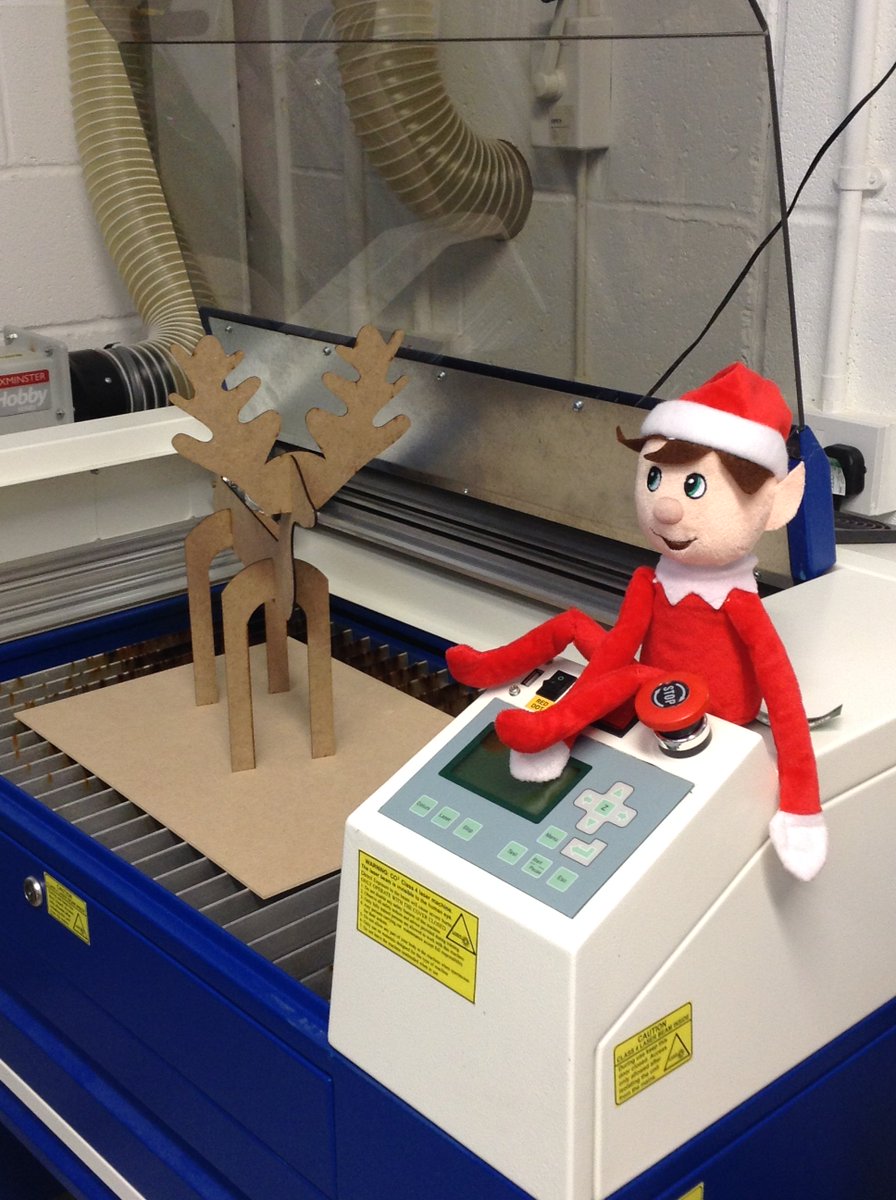 Treloar_TechHub's tweet image. Elf is just quality controlling our #reindeer for the Christmas display - just one of the many items cut on the @CTRLasers which allows Assistive Technology to create bespoke practical and fun items for our students.