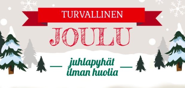 Taloutenifi's tweet photo. Joulu kolkuttelee pikku hiljaa ovella. Onnistuneen joulutunnelman takaamiseksi, Talouteni.fi on listannut infograafiin vinkkejä siitä, miten viettää turvallinen joulu. Tsekkaa vinkit täältä! https://t.co/LFLUmxRQ7z #joulu #joulu2017 #Turvallinenjoulu https://t.co/SWSHyavfsR
