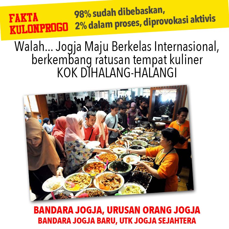 katalucu's tweet photo. @melaniesubono @IKSANSKUTER @JRX_SID @FajarMerah_ Hati-hati, ini manipulatif, karena 98% lahan sudah dibebaskan, 2 % lagi di proses, aktivis opportunis memprovokasi. Tidak usah ikut2 kegiatan seperti ini. Ada ribuan masyarakat jogja yang dapat manfaat, penting mana? https://t.co/yraE2lBF5N