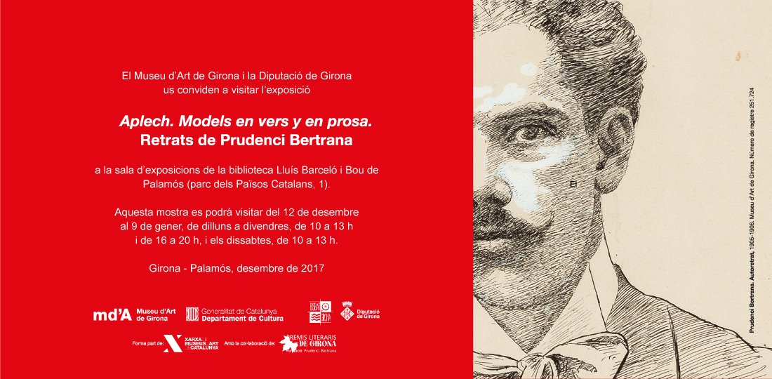 Nova itinerància de l'exposició "Aplechs. Models en vers i en prosa. Retrats de Prudenci Bertrana": una selecció de dibuixos d'escriptors catalans fets entre 1905 i 1906. Visiteu-la a la <a href="/BibPalamos/">Biblioteca Palamós</a> des d'avui i fins el 9 de gener #AnyBertrana