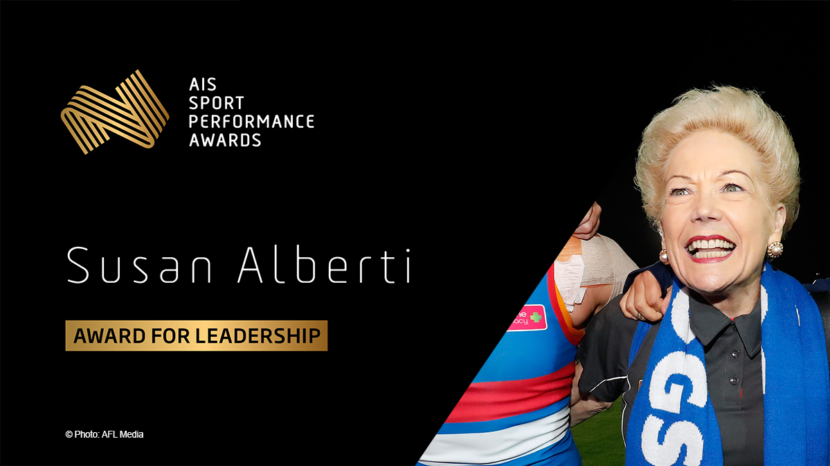 Congratulations to @SusanAlbertimrf, winner of the #ASPAs Award for Leadership. Susan was the inaugural ambassador for the #AFLWomen’s competition in 2017, recognising her efforts over many years to break new ground for women’s sport.