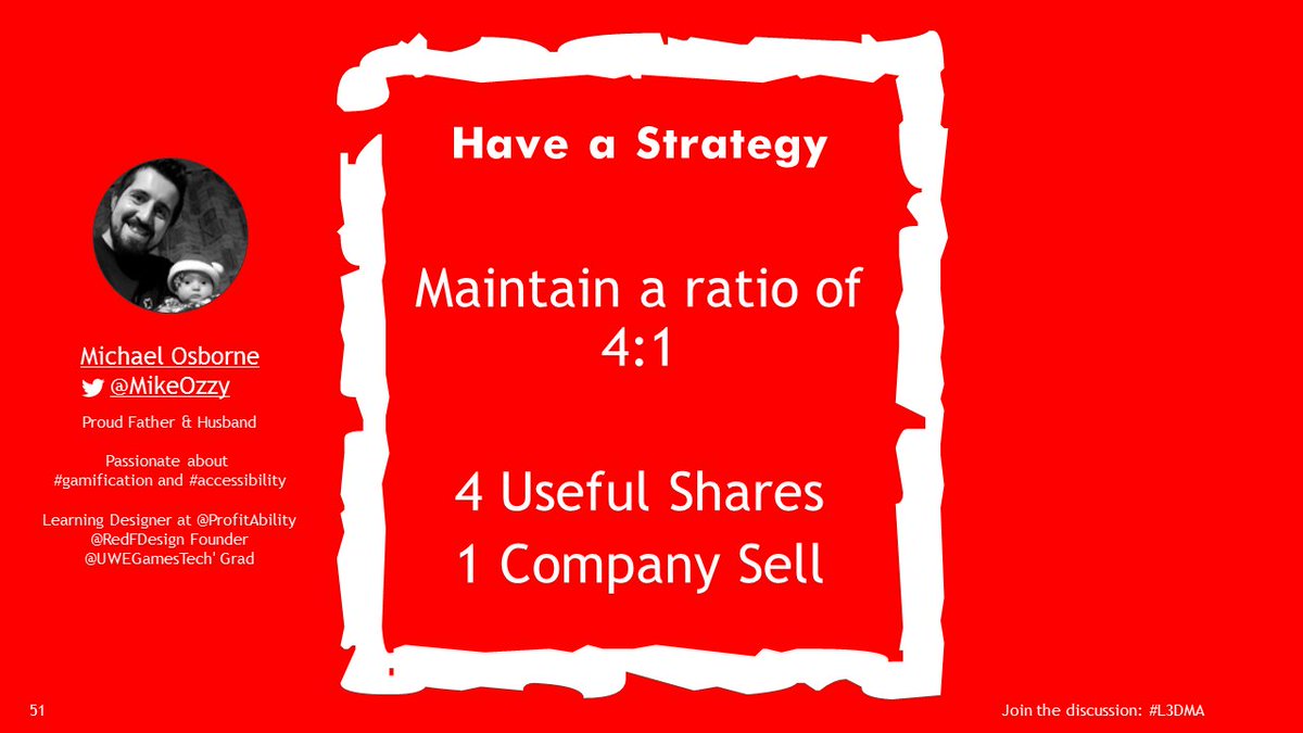 MikeOzzy's tweet photo. For every one self-serving Tweet, post, or update, a brand should share four new pieces of content and one re-share

#L3DMA #LDMarketing #Marketing #Business #Strategy #SoMe #SocialMedia #HaveAStrategy #411Rule https://t.co/BpeLFJCnfC