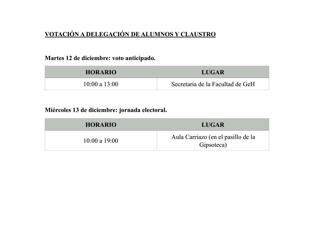 Historia_US's tweet photo. Horario y lugar de votación para delegación de alumnos y claustro. ¡Votad alumnos! 

DIFUNDID. https://t.co/tM6WetYkOr