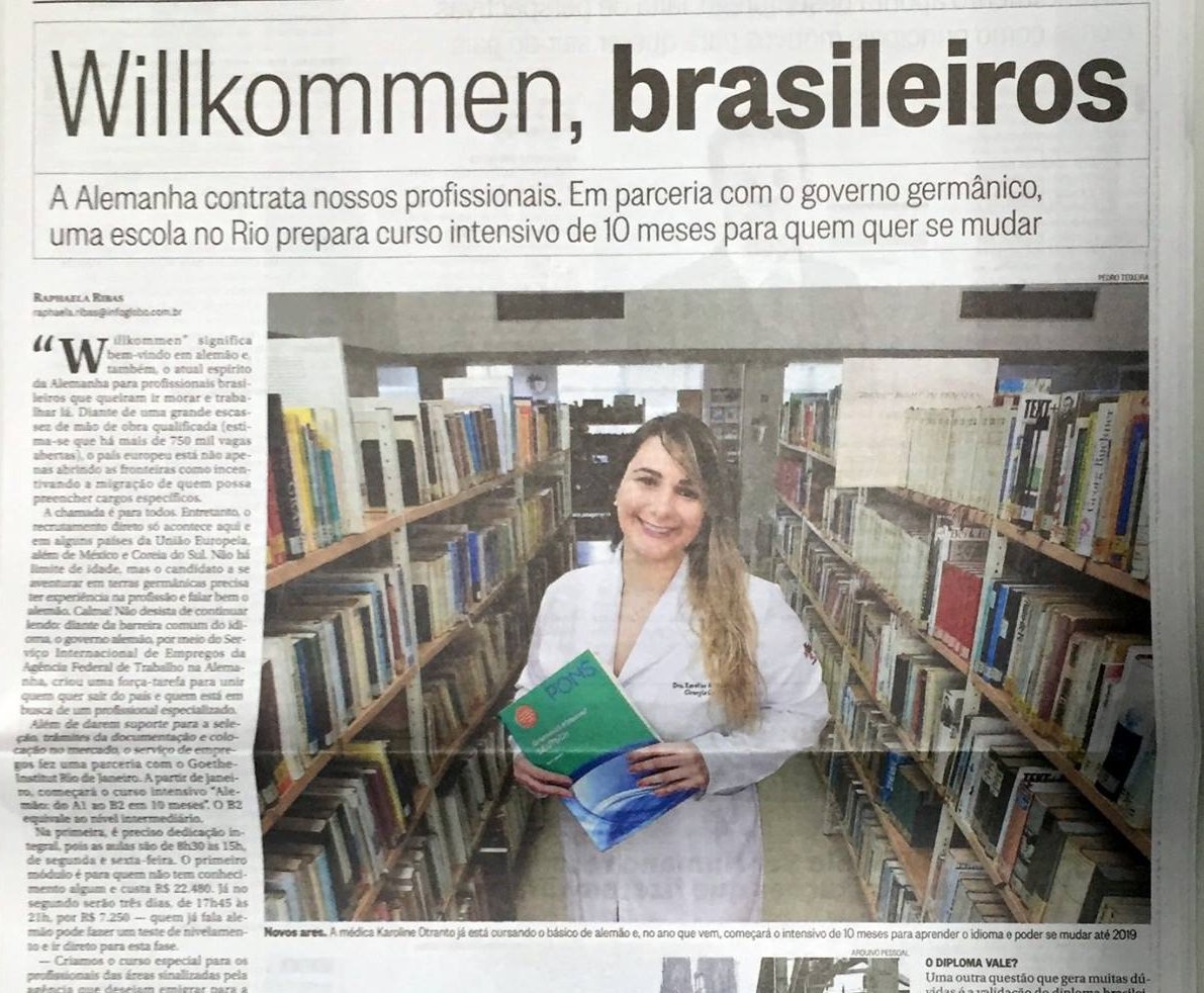 A #Alemanha #contrata #profissionais #brasileiros. Em parceria com a agência de emprego alemã, o <a href="/goetherio/">Goethe-Institut Rio</a> prepara curso intensivo de 10 meses para quem quer se mudar.
Leia a matéria do jornal O Globo online: glo.bo/2ALjMaI