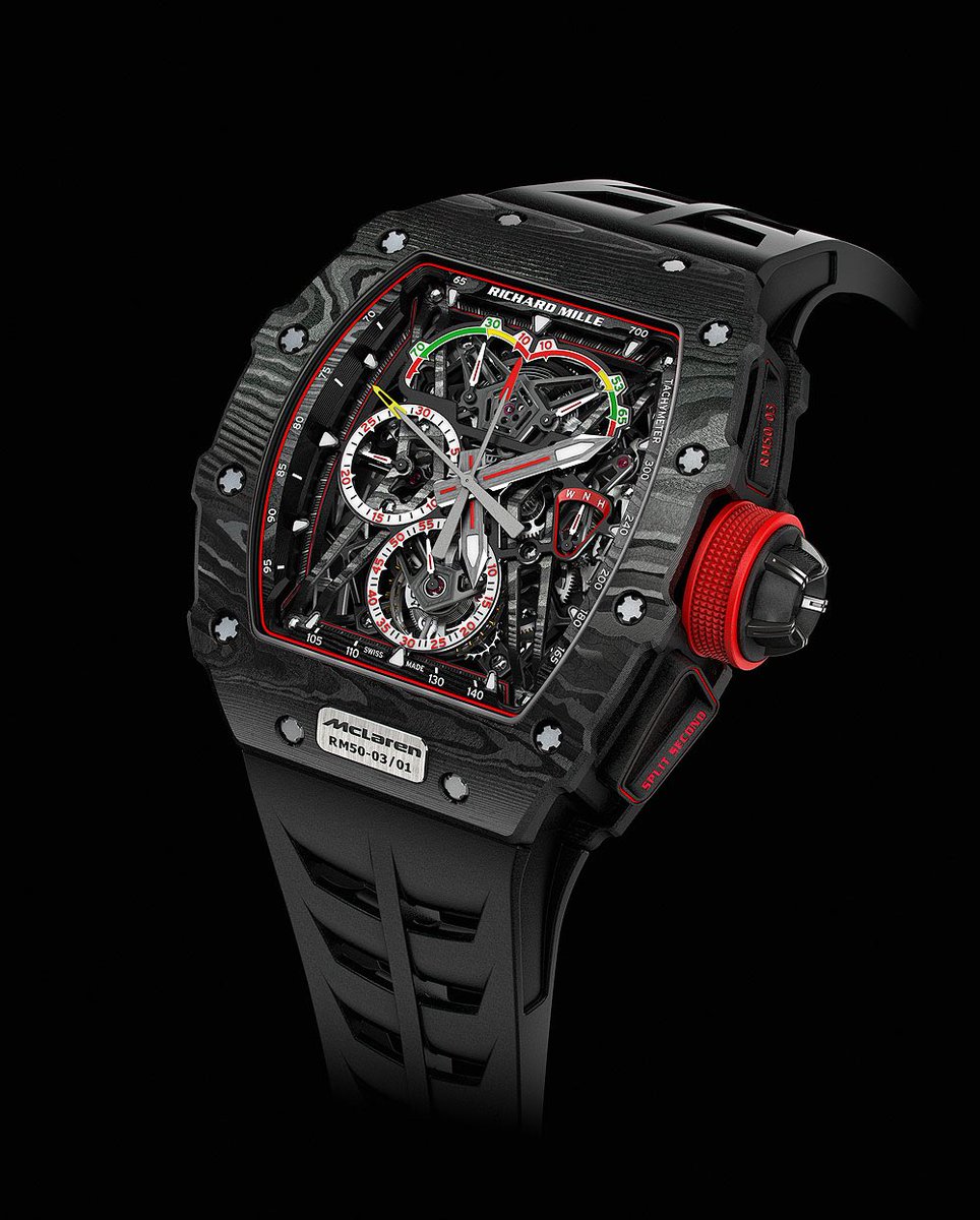 AXEEONconnect's tweet photo. The extreme @Richard_Mille RM 50-03 @McLarenF1 split-seconds chronograph tourbillon introduces graphene to the horological world. Heavy may be the crown, but our wrist is as light as a feather. https://t.co/hBGTDSNdBB