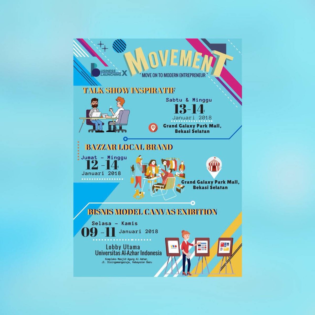 You get many benefit if you come and join with us at business launching x , we have talkshow with young enterpreneur and you can visit our bazaar , it's free !!! So what you wait for ??