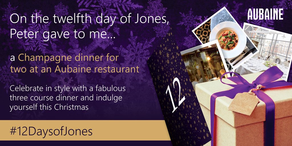 dragonjones's tweet photo. For a chance to win a Champagne dinner for two follow @AubaineUK and tweet me before 7pm to tell me you’ve done it using #12DaysOfJones &amp; #12DaysOfJonesDAY12. Good luck everyone! https://t.co/tHqmQ5GoPM