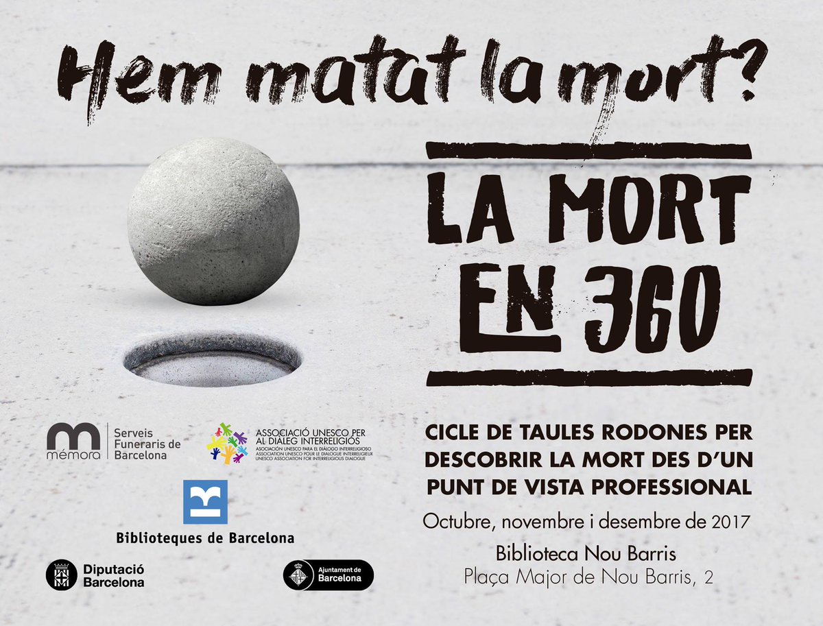 Districte de Nou Barris (@bcn_noubarris) on Twitter photo El periodista <a href="/xaviersola/">Xavier Solà Vilaseca</a> modera la taula rodona "Compartint vivències", amb representants de diferents comunitats religioses. Avui a les 19 h a la <a href="/BibliotequesBCN/">BibliotequesBCN</a> #NouBarris, dins el cicle "La mort en 360º" del <a href="/GrupoMemora/">Mémora & Fundación Mémora</a> ow.ly/IXqO30h8KMW El periodista <a href="/xaviersola/">Xavier Solà Vilaseca</a> modera la taula rodona "Compartint vivències", amb representants de diferents comunitats religioses. Avui a les 19 h a la <a href="/BibliotequesBCN/">BibliotequesBCN</a> #NouBarris, dins el cicle "La mort en 360º" del <a href="/GrupoMemora/">Mémora & Fundación Mémora</a> ow.ly/IXqO30h8KMW