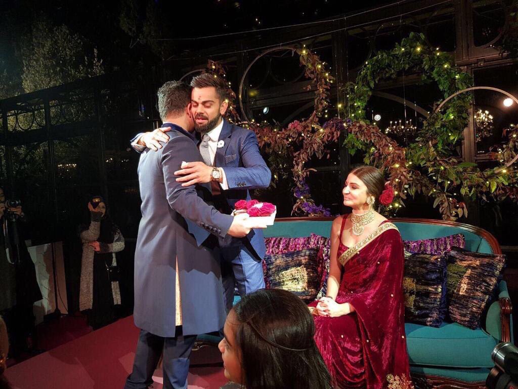  @AnushkaSharma &  @imVkohli with their family & friends on their engagement   #Virushka  #VirushkaWEDDING