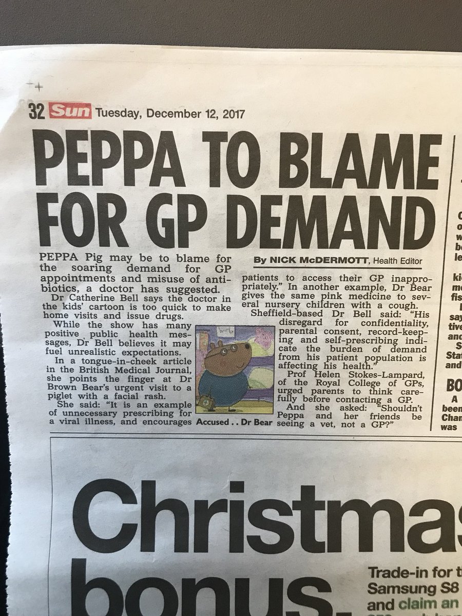 “Shouldn’t Peppa and her friends be seeing a vet, not a GP? asks RCGP Chair @HelenRCGP in today’s <a href="/TheSun/">The Sun</a> #PeppaPig