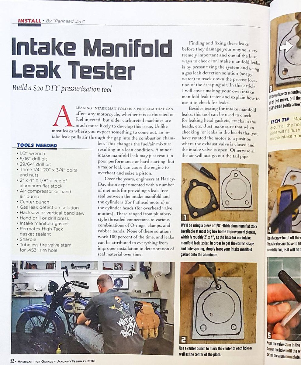 RidingVintage's tweet photo. Also out today in the Jan/Feb issue of @americanirongarage is my article on how to make a cheap intake leak tester. Definitely a tool every vintage motorcycle rider needs to have in their toolbox. https://t.co/RvoAwC3X0g